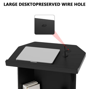 Wood Podium,Compact Podium Stand,15MM Particle Board,Pulpit with Storage,Mic Stand Space,Easy Installation Wooden Lectern for Restaurants,Churches,Seminars and Schools
