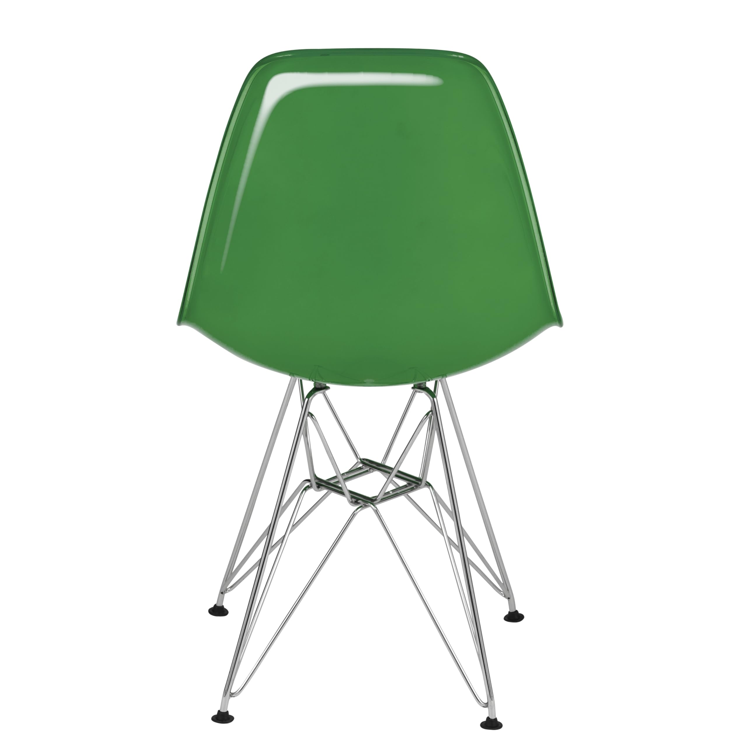 Dining, Modern Chrome Eiffel Base and Curved Back Design, Ergonomic and Lightweight Accent Side Chair for Mid-Century Home, Kitchen, and Café (White Green, Set of 2)