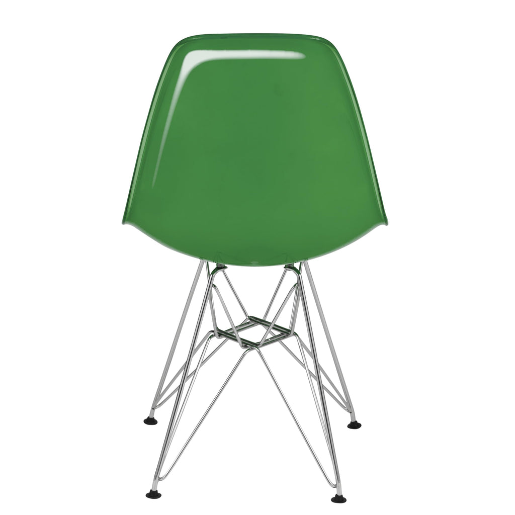 Dining, Modern Chrome Eiffel Base and Curved Back Design, Ergonomic and Lightweight Accent Side Chair for Mid-Century Home, Kitchen, and Café (White Green, Set of 4)