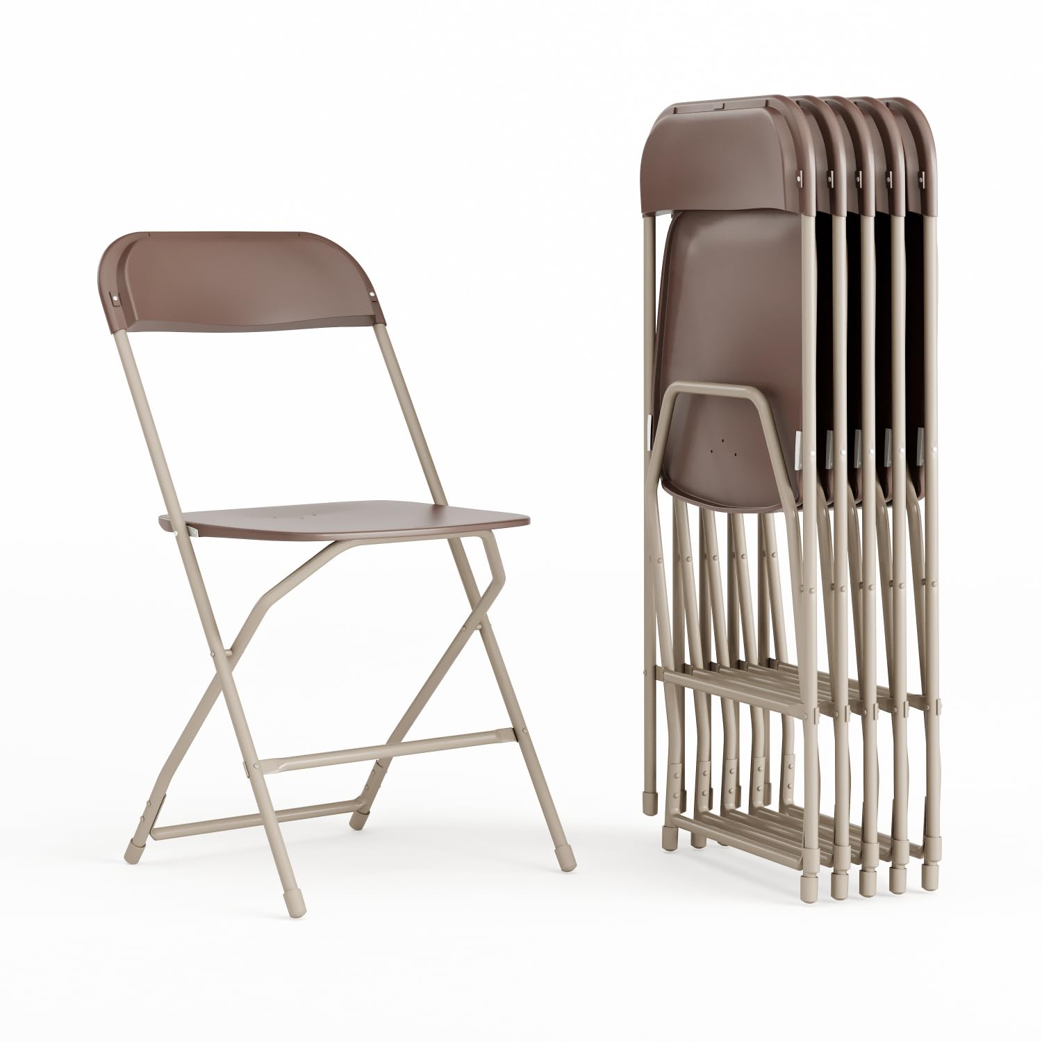 6 Pack Hercules Series Plastic Folding Chair - Brown -  650LB Weight Capacity Comfortable Event Chair-Lightweight Folding Chair