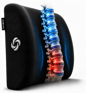 Lumbar Support Pillow for Office Chair and Car Seat, Perfectly Balanced Memory Foam, Versatile Use Lower Back Cushion, Black Plush