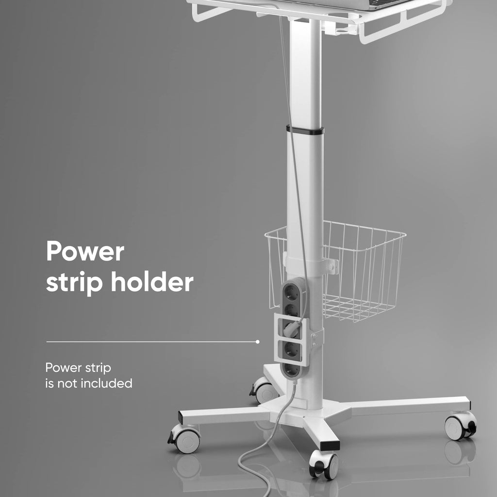 Mobile Laptop Cart on Wheels, Load up to 17.6 lbs, Standing Rolling Desk Adjustable Height, Portable Workstation for Laptop/Small Computer Cart for Couch, Home, Office White