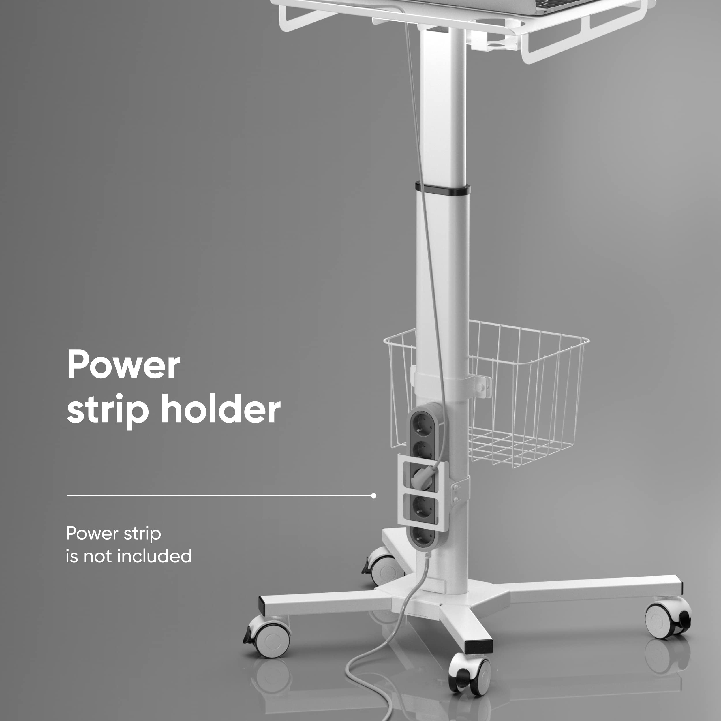 Mobile Laptop Cart on Wheels, Load up to 17.6 lbs, Standing Rolling Desk Adjustable Height, Portable Workstation for Laptop/Small Computer Cart for Couch, Home, Office White