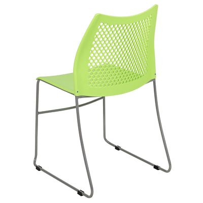Set of 5 Green, Hercules Series Contoured Lobby Chairs with Air-Vent Honeycomb Backs, Ergonomic Stacking Chairs for Offices