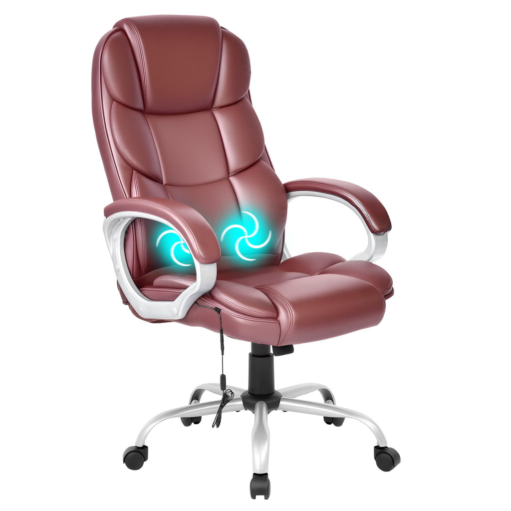 Office Chair Computer High Back Adjustable Ergonomic Desk Chair Executive PU Leather Swivel Task Chair with Armrests Lumbar Support (Dark Brown)