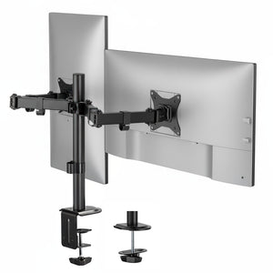 Dual Monitor Stand, Full Motion Desk Mount for 2 Screens up to 32” and 19.8 lbs Each, Tilt Swivel Rotate, VESA 75x75 & 100x100, Adjustable Dual Screen Arm with C-Clamp or Grommet