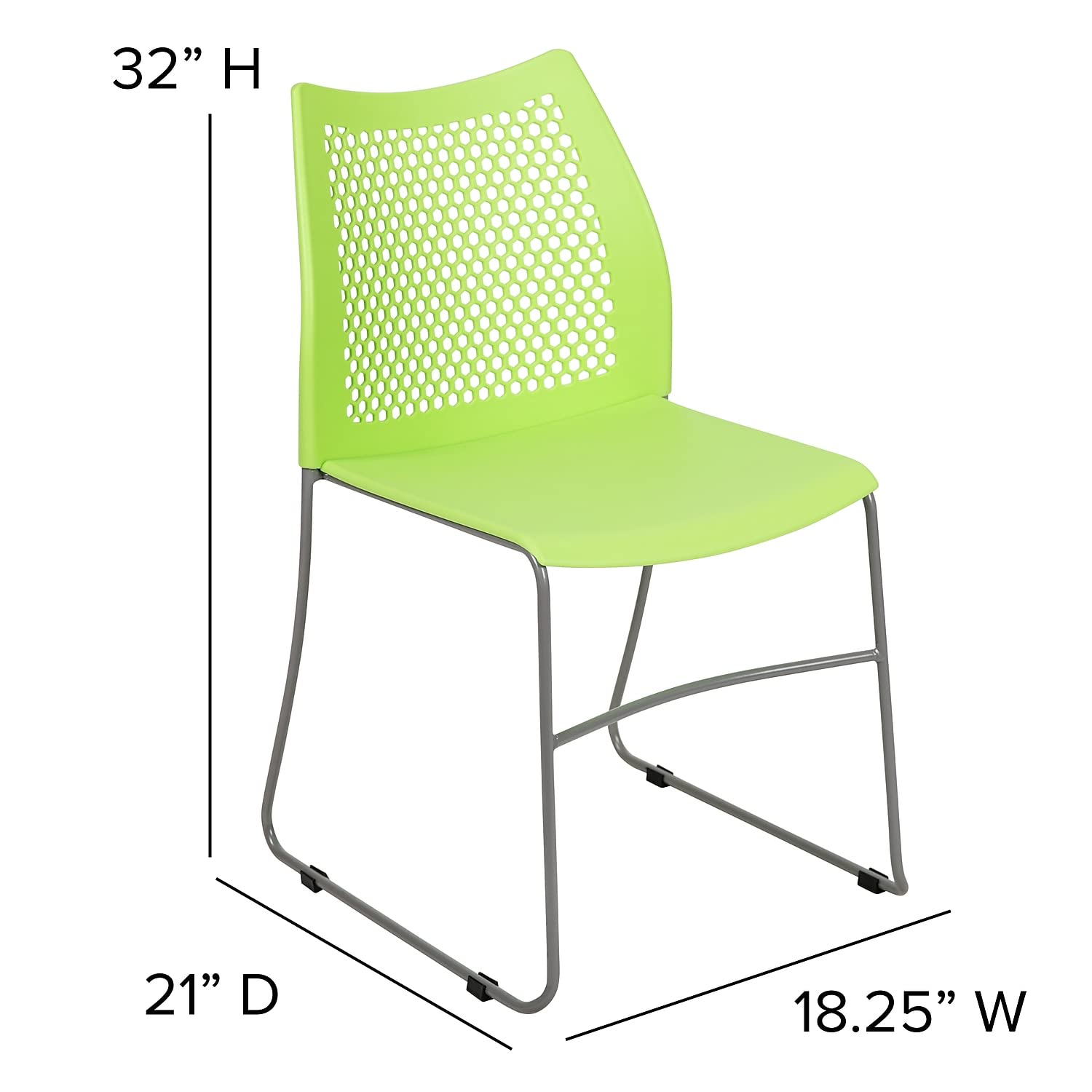 Set of 5 Green, Hercules Series Contoured Lobby Chairs with Air-Vent Honeycomb Backs, Ergonomic Stacking Chairs for Offices