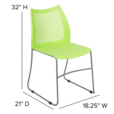 Set of 5 Green, Hercules Series Contoured Lobby Chairs with Air-Vent Honeycomb Backs, Ergonomic Stacking Chairs for Offices