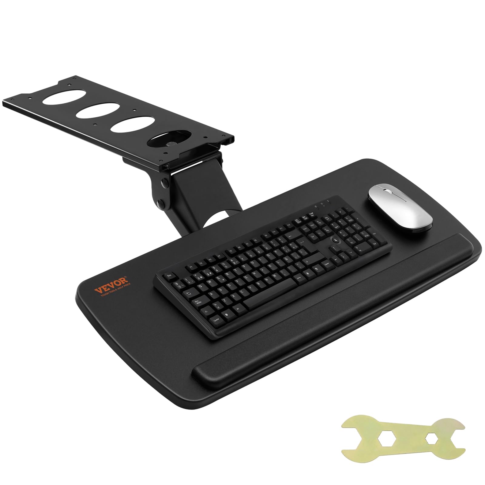 Under-Desk Keyboard Tray, Adjustable for Height and Tilt, Slide-Out Design, Spacious 25x9.8 Inch Surface, Ideal for Home and Office Use