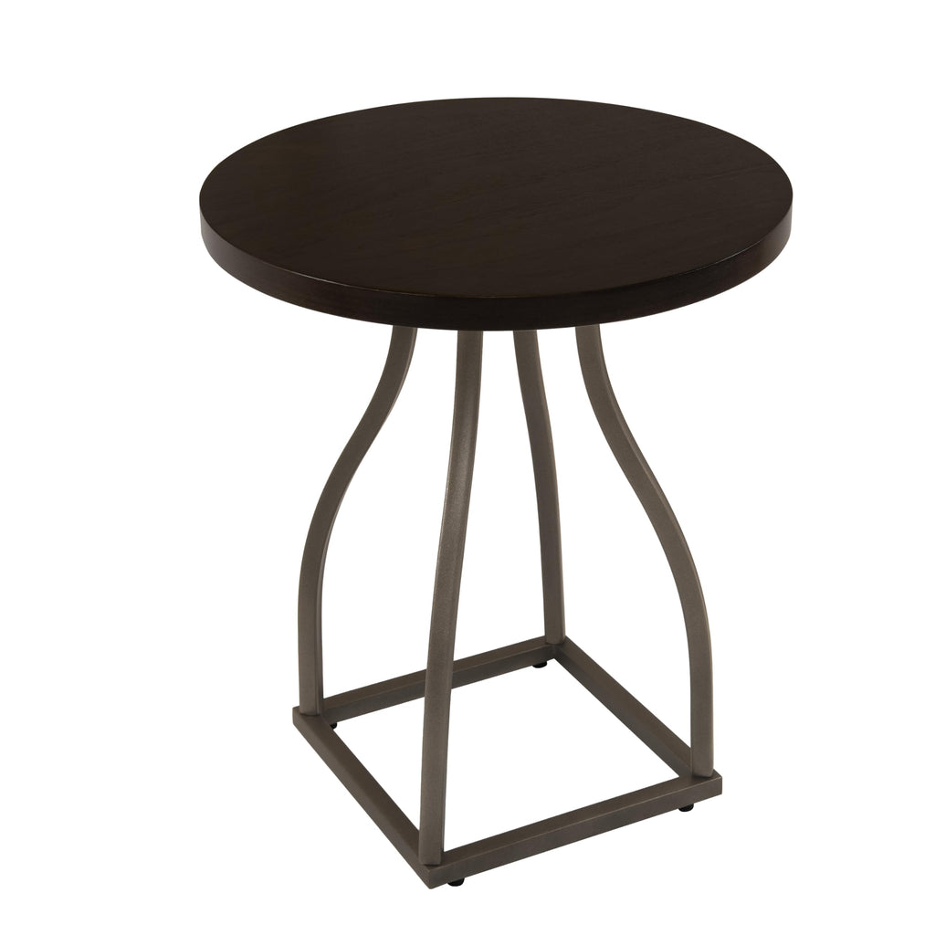 Round Accent Table with Metal Base - Umber Brown