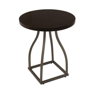 Round Accent Table with Metal Base - Umber Brown