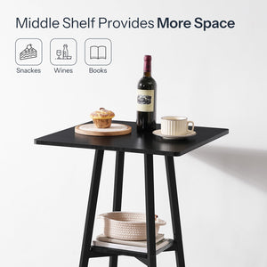 Bar Table, 2-Tier High Top Pub Table, Counter Height Table with Storage, Small Kitchen Dining Table, 36.6