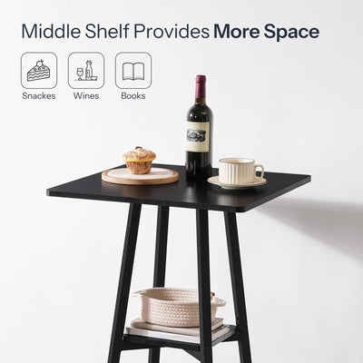 Bar Table, 2-Tier High Top Pub Table, Counter Height Table with Storage, Small Kitchen Dining Table, 36.6