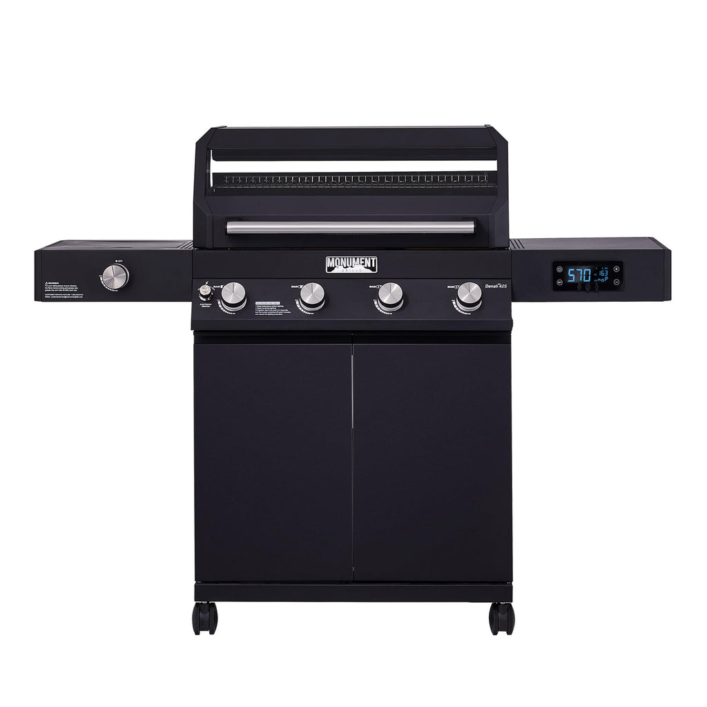 4+1 Liquid Propane Gas Smart BBQ Grill, 4 Burners & 1 Side Burner Denali 425 with Smart Technology and Knob Controls, Black