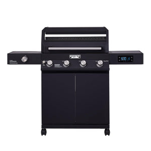 4+1 Liquid Propane Gas Smart BBQ Grill, 4 Burners & 1 Side Burner Denali 425 with Smart Technology and Knob Controls, Black