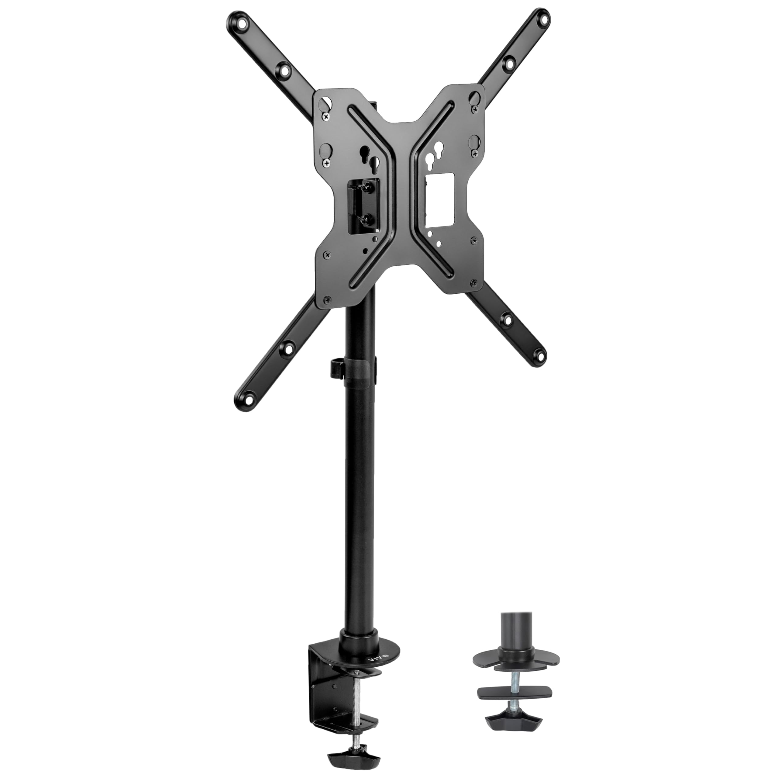 Ultra Wide TV Desk Mount for up to 55 inch Screens Weighing 66 lbs, Full Motion Height Adjustable Single Television Stand, Black, STAND-V155C