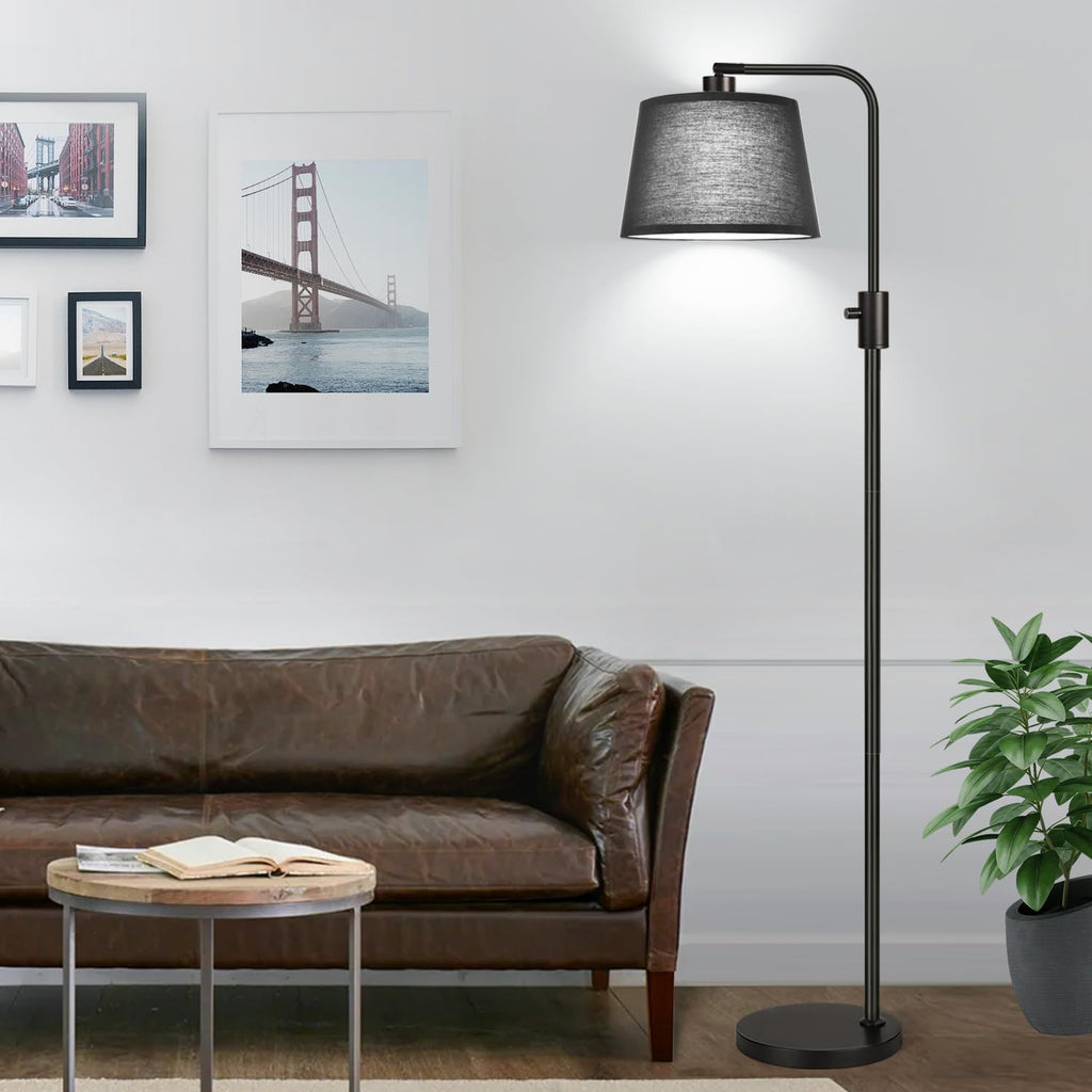 [Upgraded] Dimmable Floor Lamp, 1000 Lumens LED Edison Bulb Included, Black Shade, Modern Arc Standing Tall Floor Lamp for Living Room Bedroom Office Dining Room