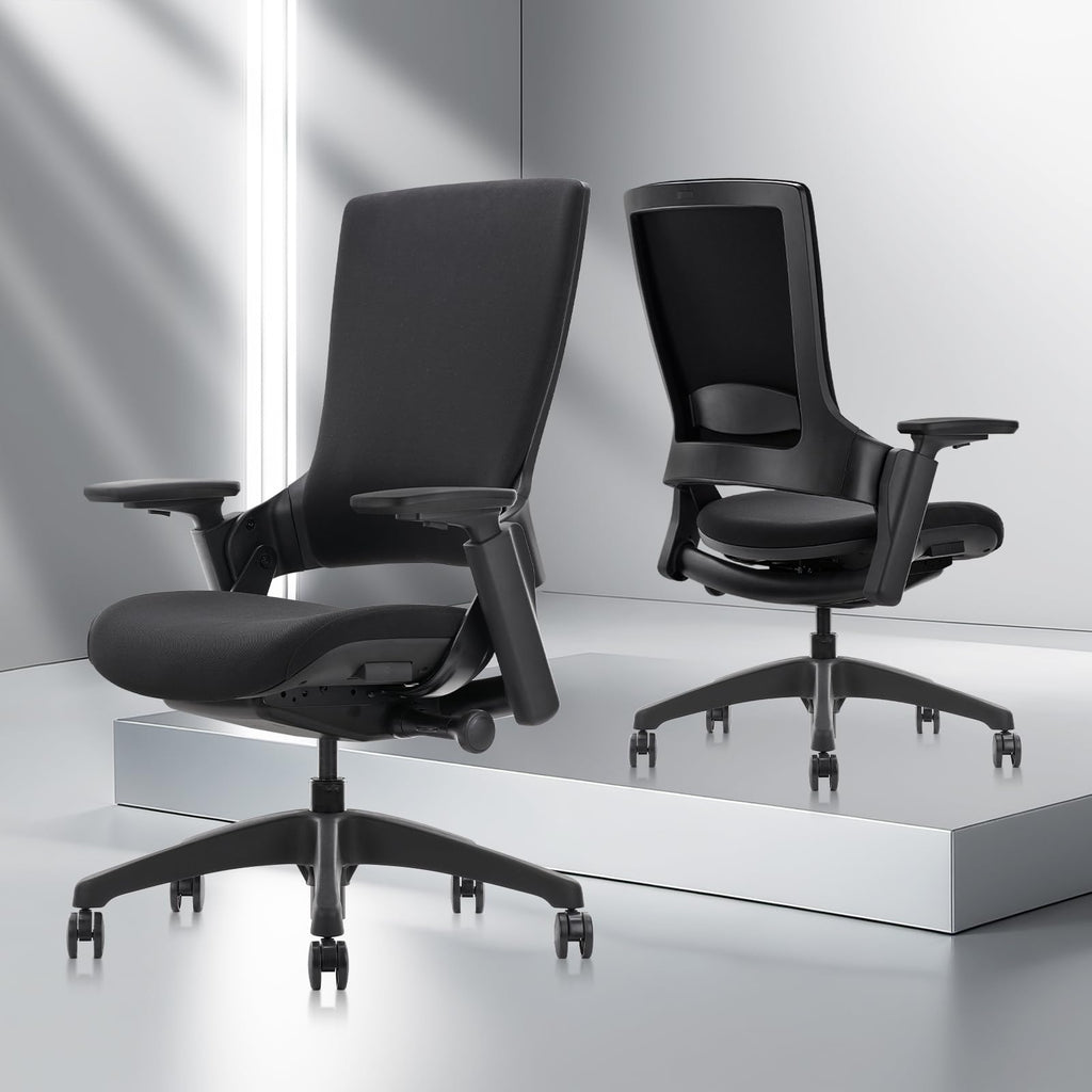 Swivel Executive Computer Chair with 3D Armrest and Lumbar Support, Adjustable Ergonomic Fabric Backrest Task Chair for Home Office Conference Room