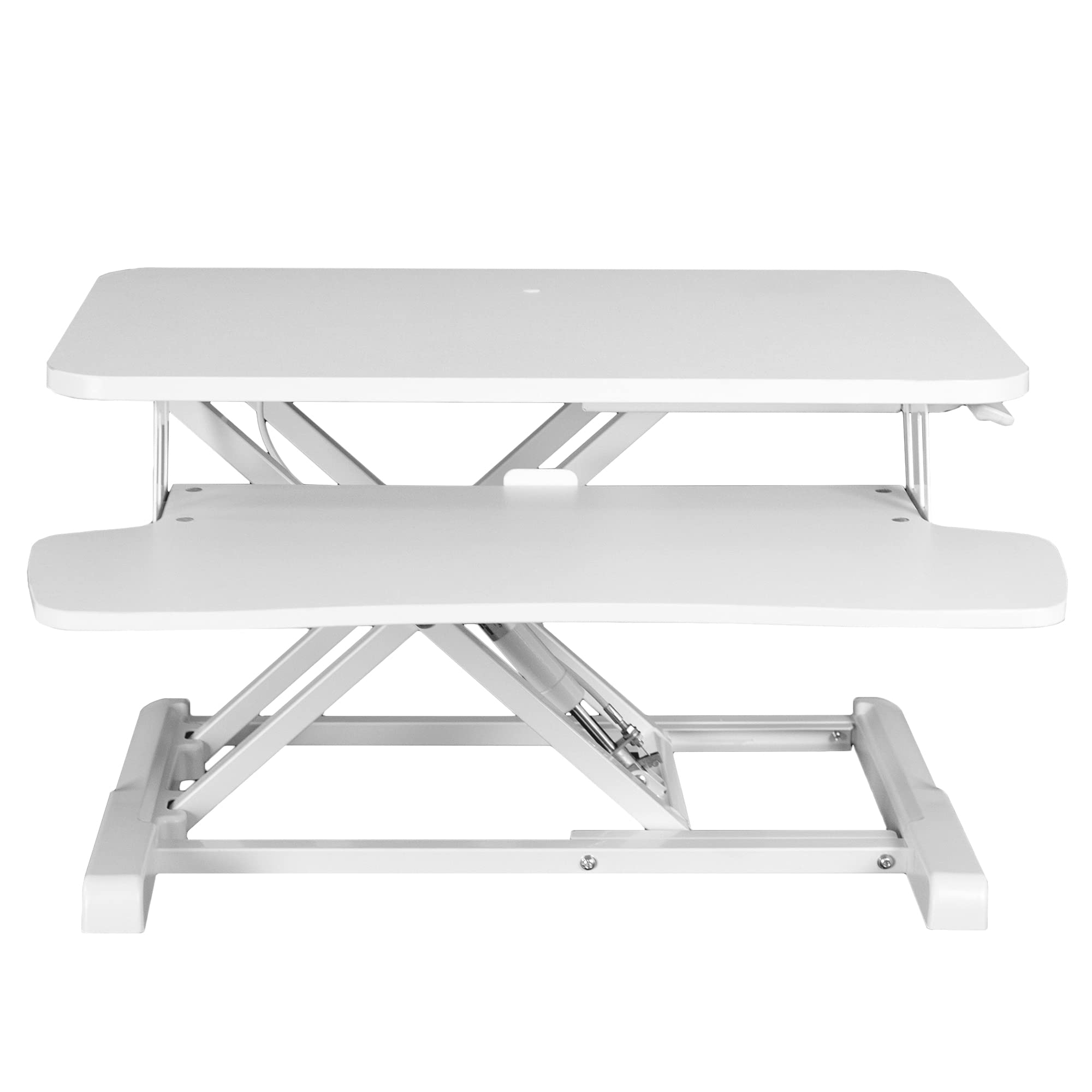 26 inch Desk Converter, K Series, Height Adjustable Sit to Stand Riser, Dual Monitor and Laptop Workstation with Keyboard Tray, White, DESK-V026KW