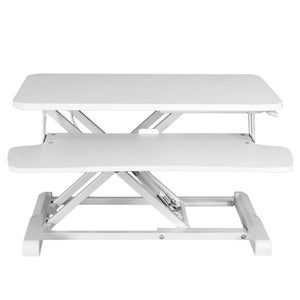 26 inch Desk Converter, K Series, Height Adjustable Sit to Stand Riser, Dual Monitor and Laptop Workstation with Keyboard Tray, White, DESK-V026KW