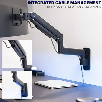 Premium Ultrawide Monitor Counterbalance Wall Mount for up to 49 inch Screens, Holds 44 lbs, Full Motion, Max VESA 100x100, Black, MOUNT-V101V