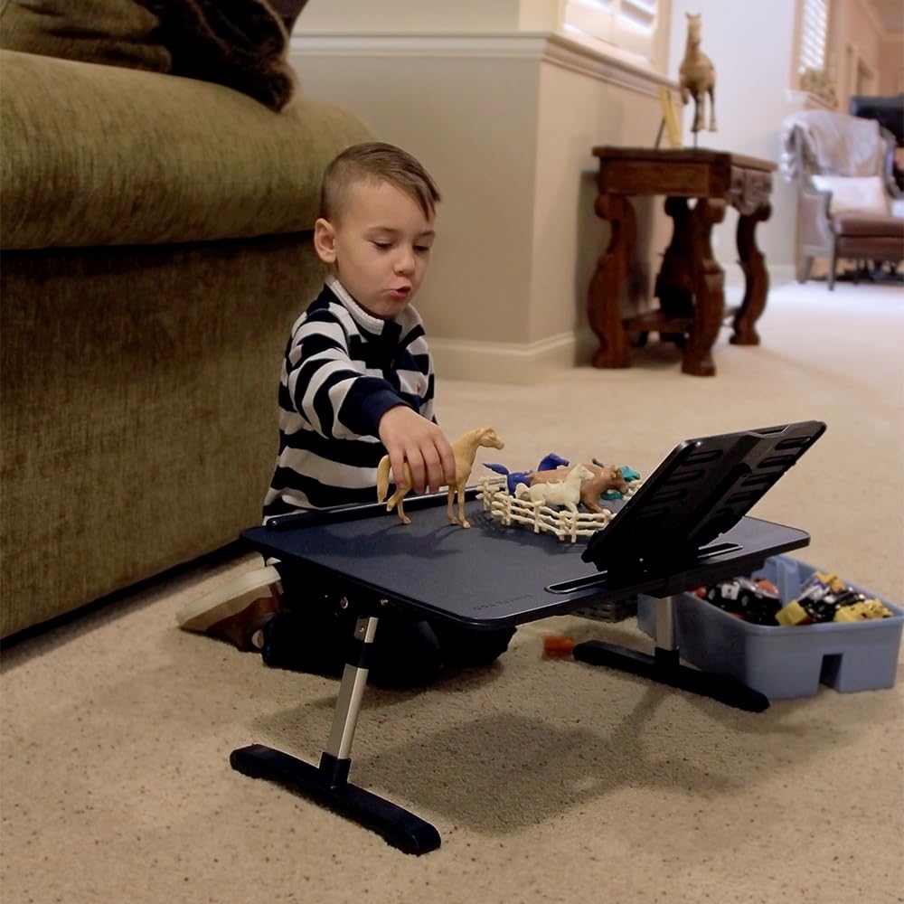 Portable Modern Workstation and Lap Desk with Adjustable Height & Tilt (Charcoal)