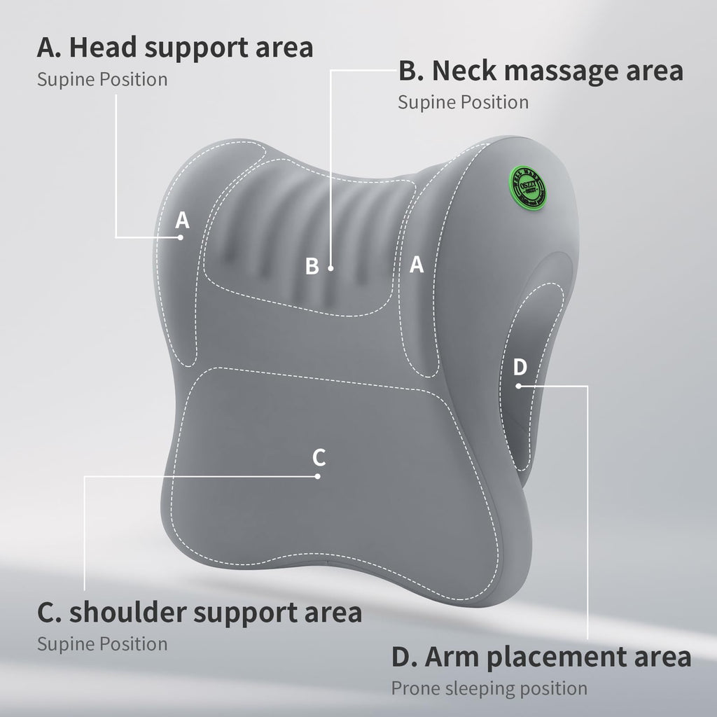 Ergonomic Office Chair Headrest, Adjustable Neck Support Pillow with Removable Washable Cover, Universal Head Rest Attachment for Office Chairs, Wheelchairs, Desk Chair Napping (Gray)