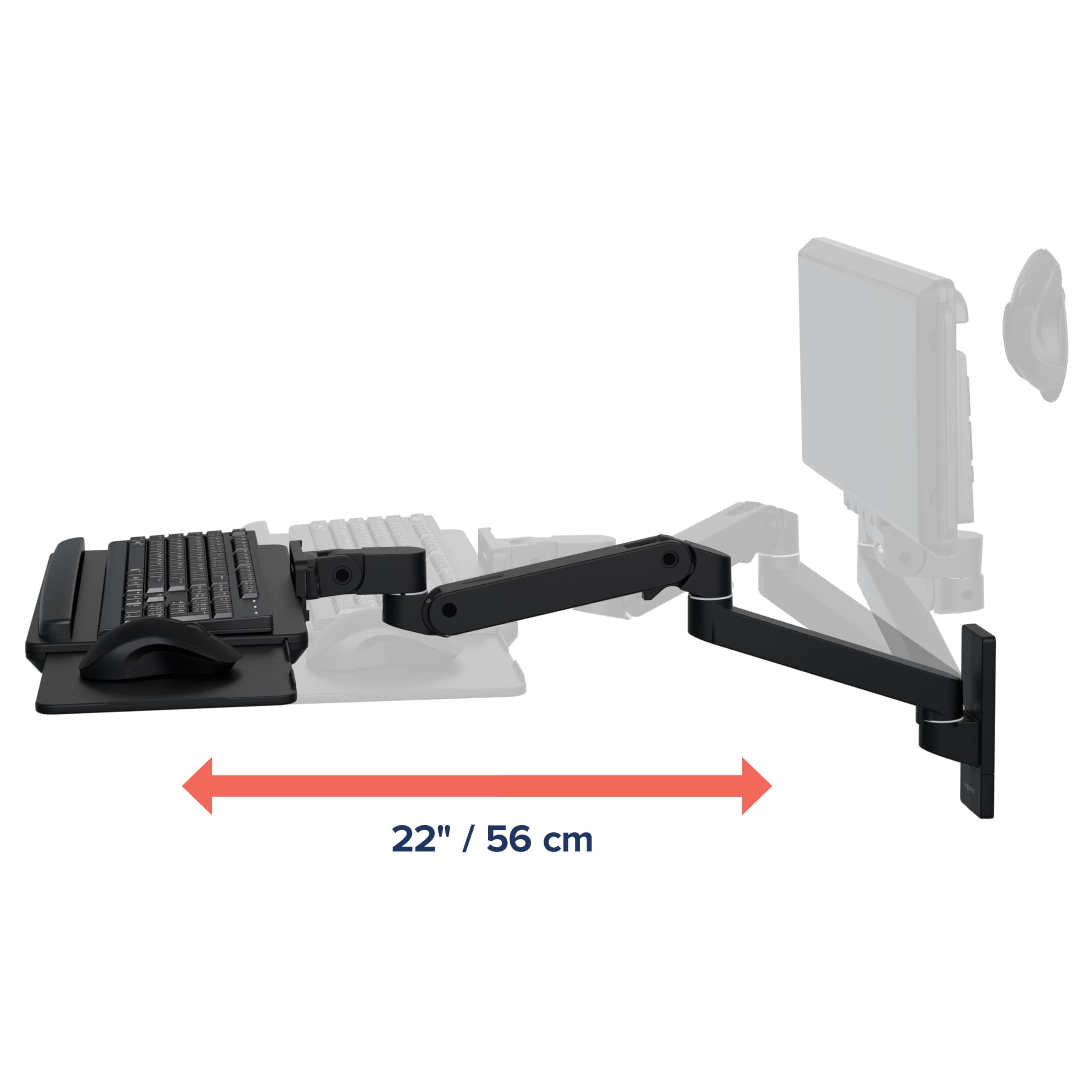 Upgraded LX Pro Premium Keyboard Arm, Wall Mount Adjustable Keyboard Tray – Matte Black
