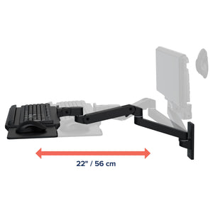 Upgraded LX Pro Premium Keyboard Arm, Wall Mount Adjustable Keyboard Tray – Matte Black