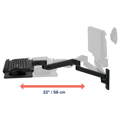 Upgraded LX Pro Premium Keyboard Arm, Wall Mount Adjustable Keyboard Tray – Matte Black