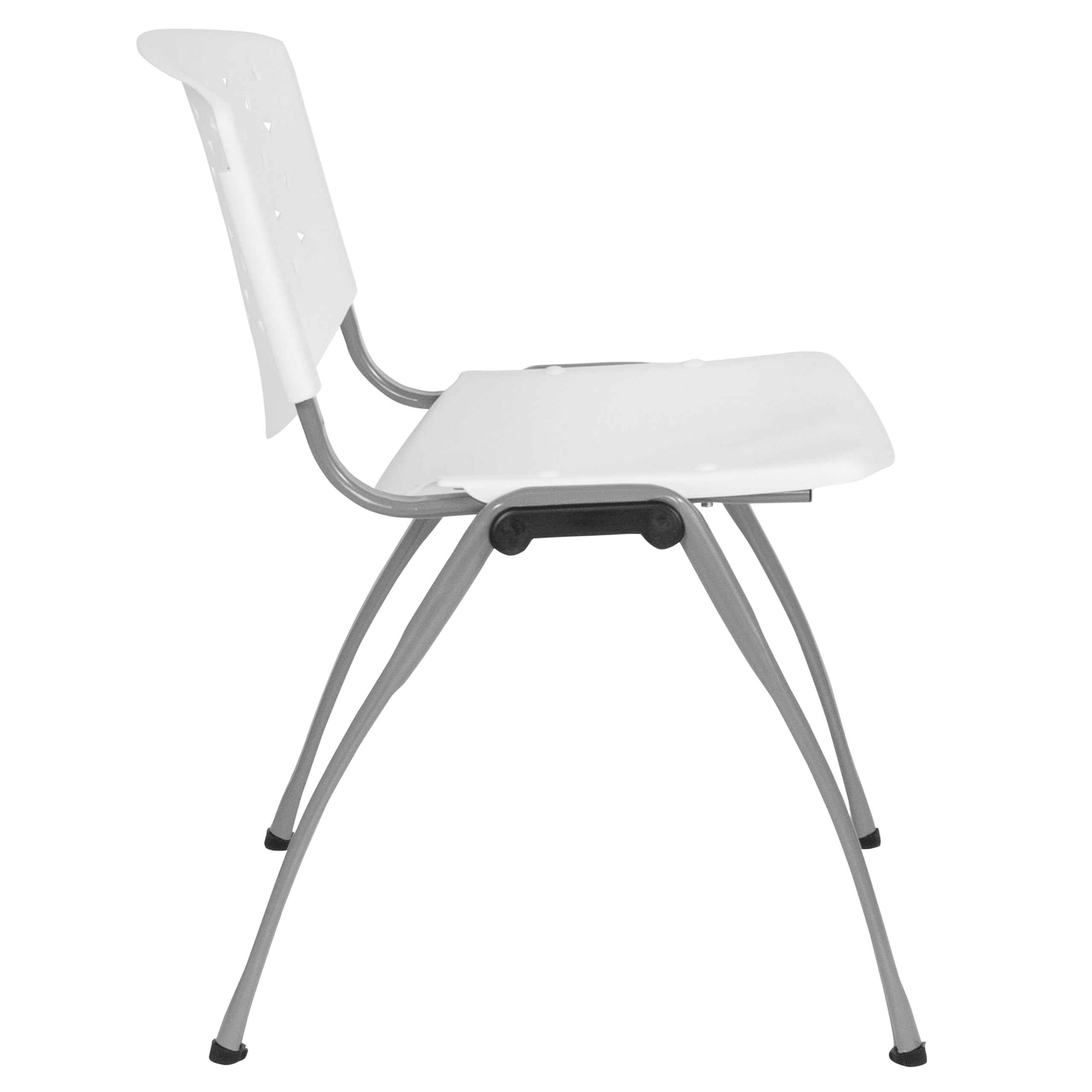 HERCULES Series 880 lb. Capacity White Plastic Stack Chair with Titanium Gray Powder Coated Frame