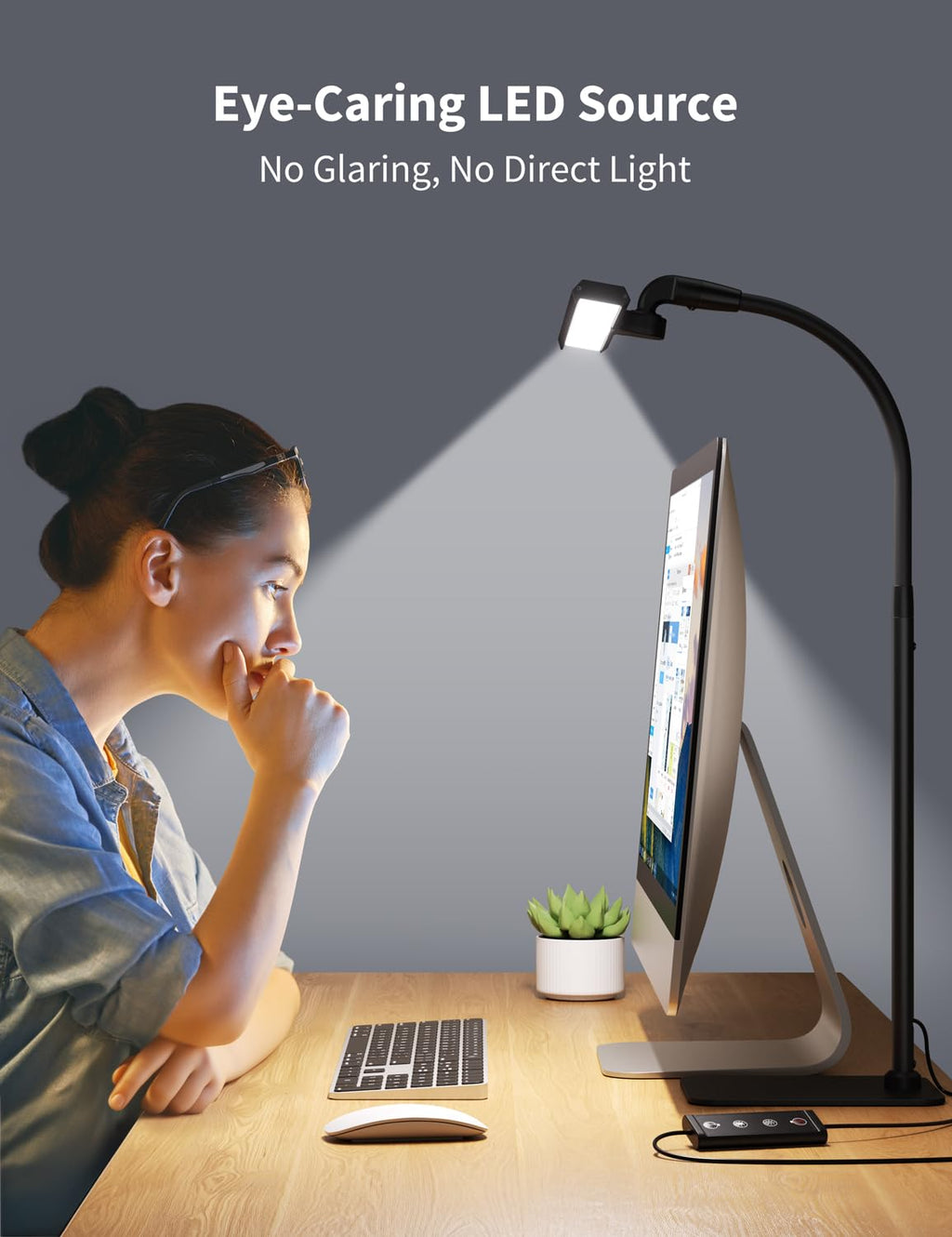 LED Desk Lamps for Home Office, Tall Desk Light with Base, Flexible Gosseneck Adjustable Height 5-Level Dimmable Brightness & Color, Architect Lamp for Working,Reading,Crafting,Study