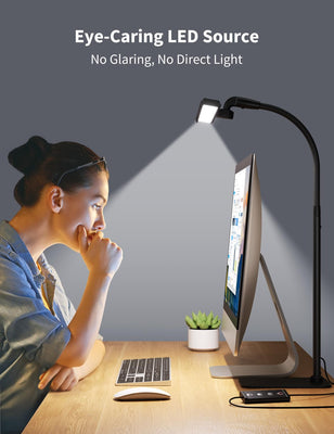 LED Desk Lamps for Home Office, Tall Desk Light with Base, Flexible Gosseneck Adjustable Height 5-Level Dimmable Brightness & Color, Architect Lamp for Working,Reading,Crafting,Study