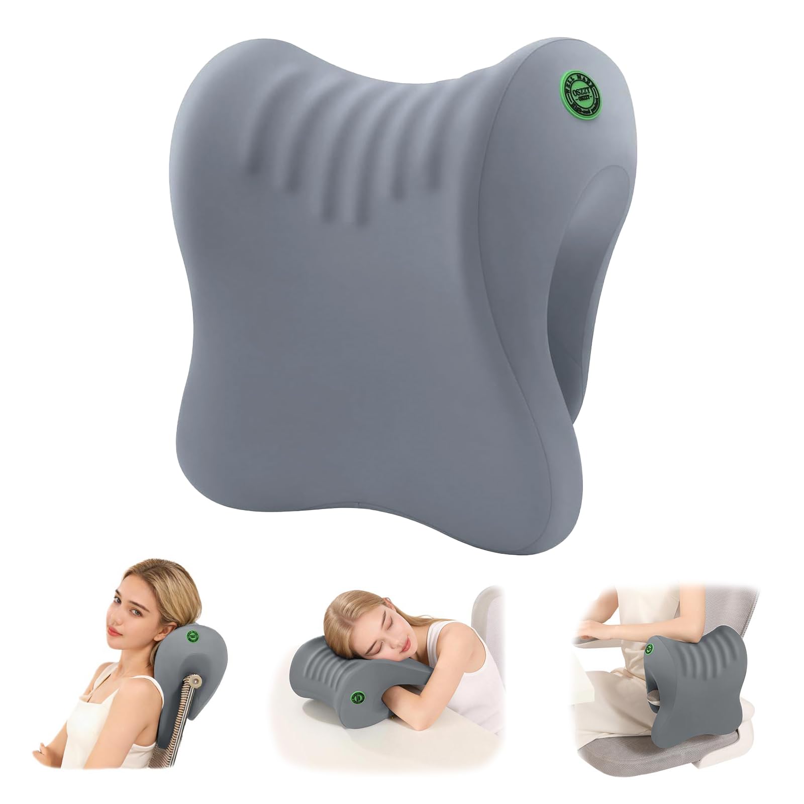 Ergonomic Office Chair Headrest, Adjustable Neck Support Pillow with Removable Washable Cover, Universal Head Rest Attachment for Office Chairs, Wheelchairs, Desk Chair Napping (Gray)