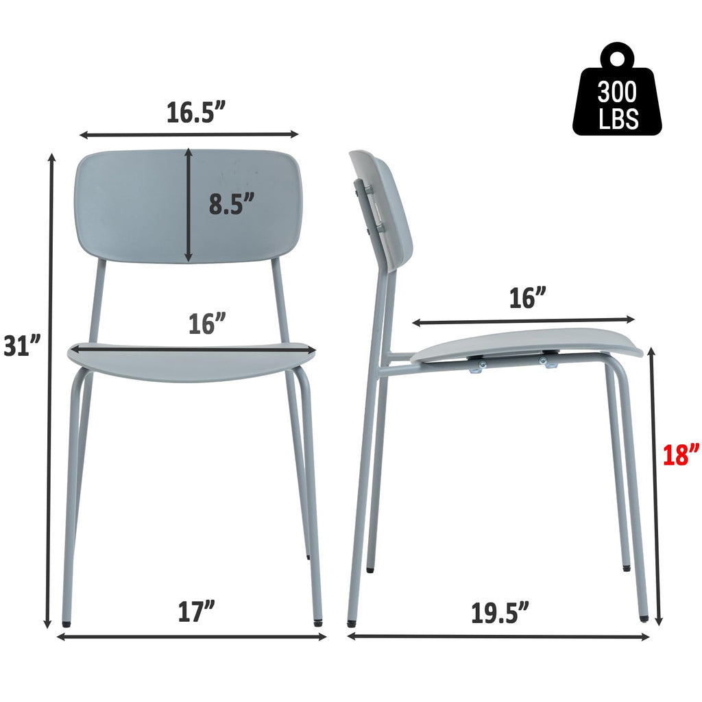 Stacking Chairs Set of 4, Office Guest Chairs with Metal Legs, Stacking Office Chairs for Conference Reception Church Lobby, Capacity 300lbs, Gray