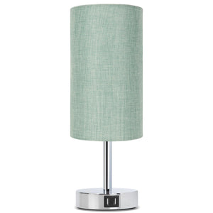 Bedside Lamp with USB Port - Touch Control Table Lamp for Bedroom 3 Way Dimmable Nightstand Lamp with Round Denim Fabric Shade for Living Room, Dorm, Home Office (LED Bulb Included)