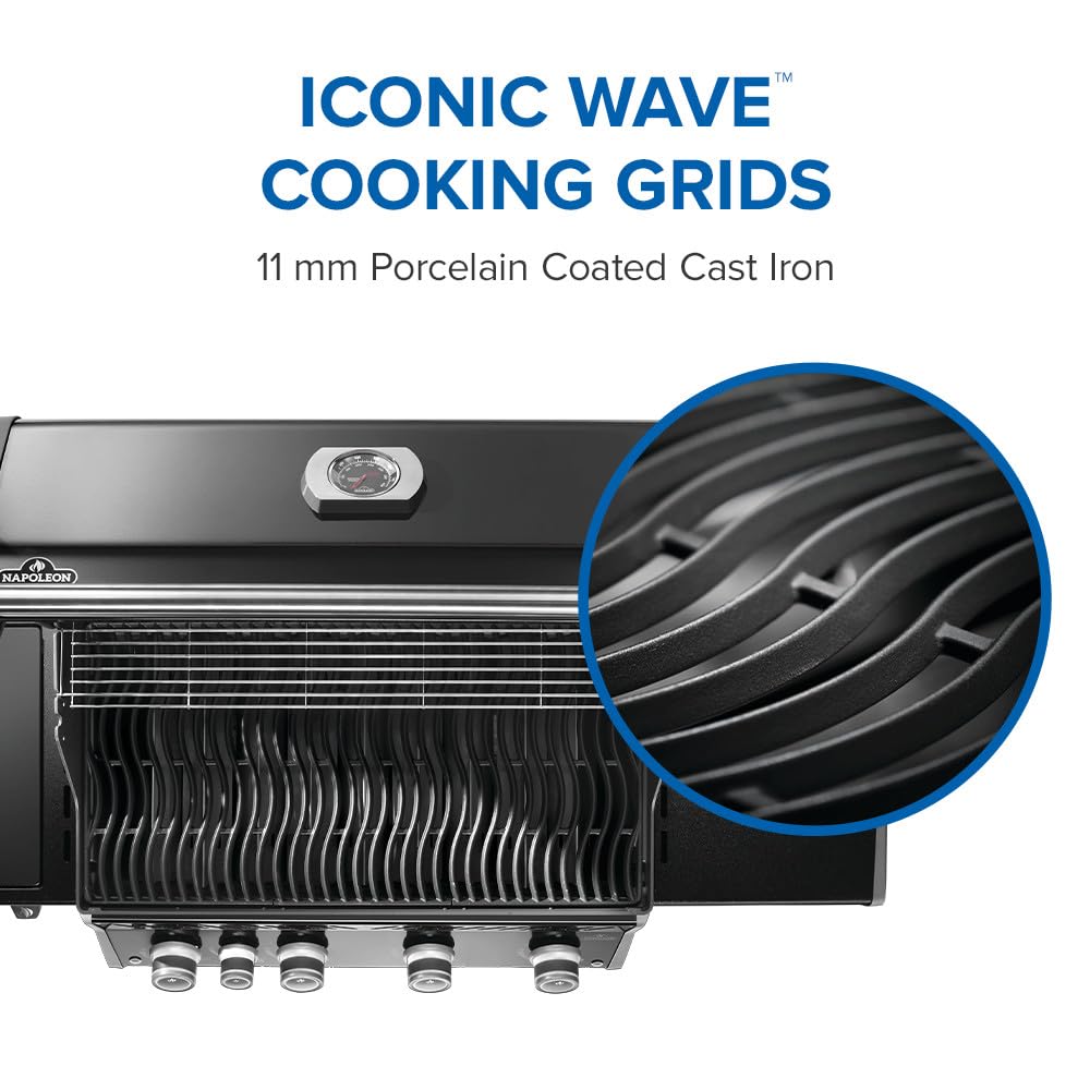 Rogue PRO 525 Natural Gas Grill with Infrared Side Burner, Black, Durable 5-Burner Cooking Surface