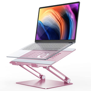 Adjustable Laptop Stand, Portable Laptop Riser, Aluminum Laptop Stand for Desk Foldable, Ergonomic Computer Notebook Stand Holder for MacBook Air Pro, Dell XPS, HP (10-17.3'') -Pink