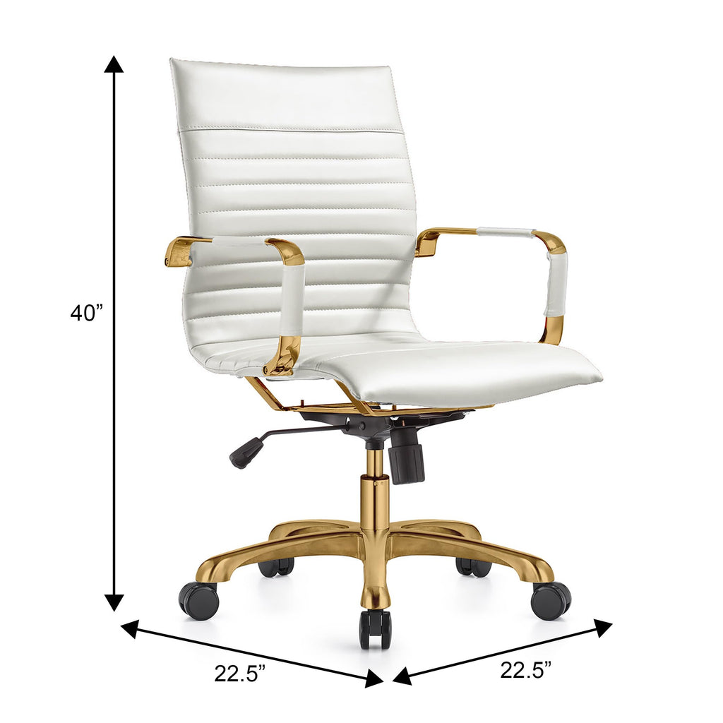 Qty 2 Modern Ergonomic Executive Office Chair, High-Back Leather Conference Desk Chair with Adjustable Height, Tilt Control, 360° Swivel & Gold Frame for Home Office