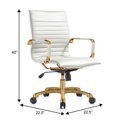 Qty 2 Modern Ergonomic Executive Office Chair, High-Back Leather Conference Desk Chair with Adjustable Height, Tilt Control, 360° Swivel & Gold Frame for Home Office