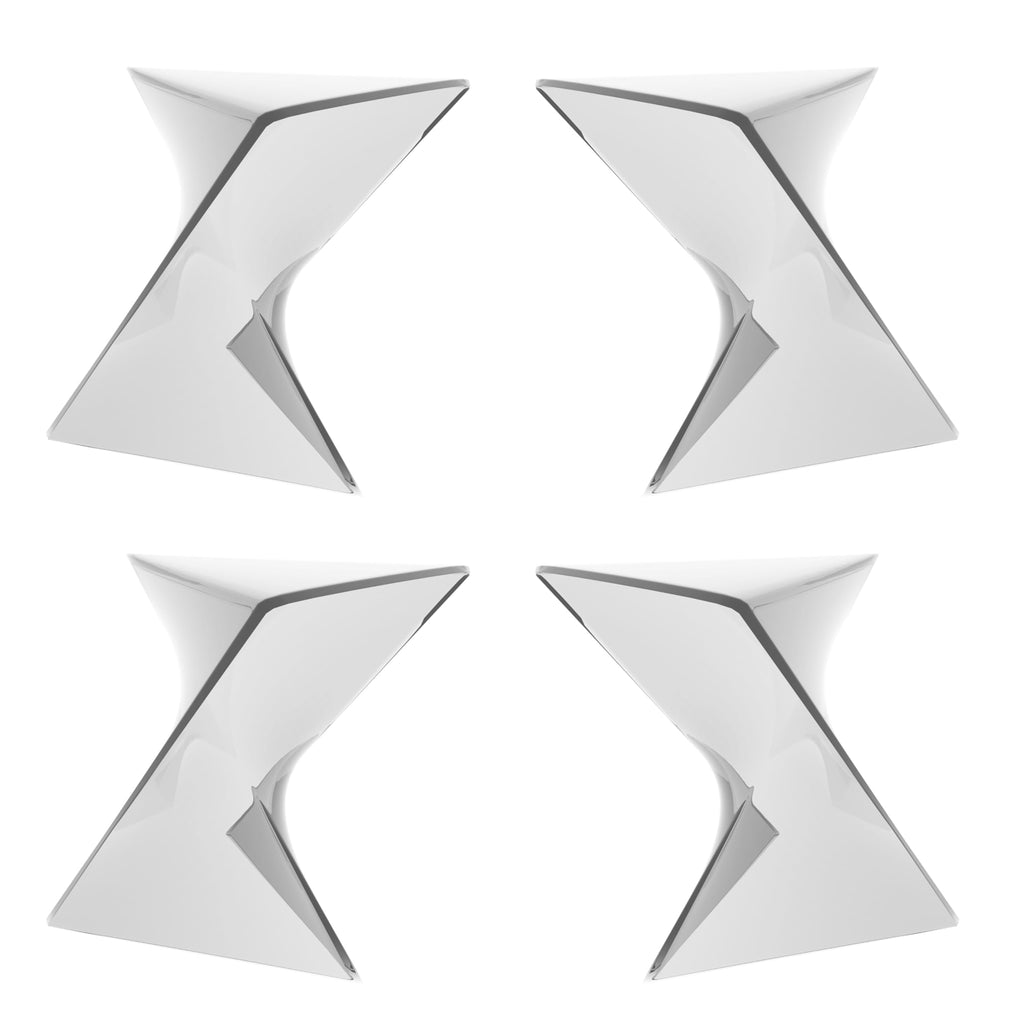 15.75" Triangular Side Table, Stackable Plastic Accent End Table for Indoor & Outdoor Use, Weather-Resistant Modern Patio & Living Room Table, Set of 4, Clear