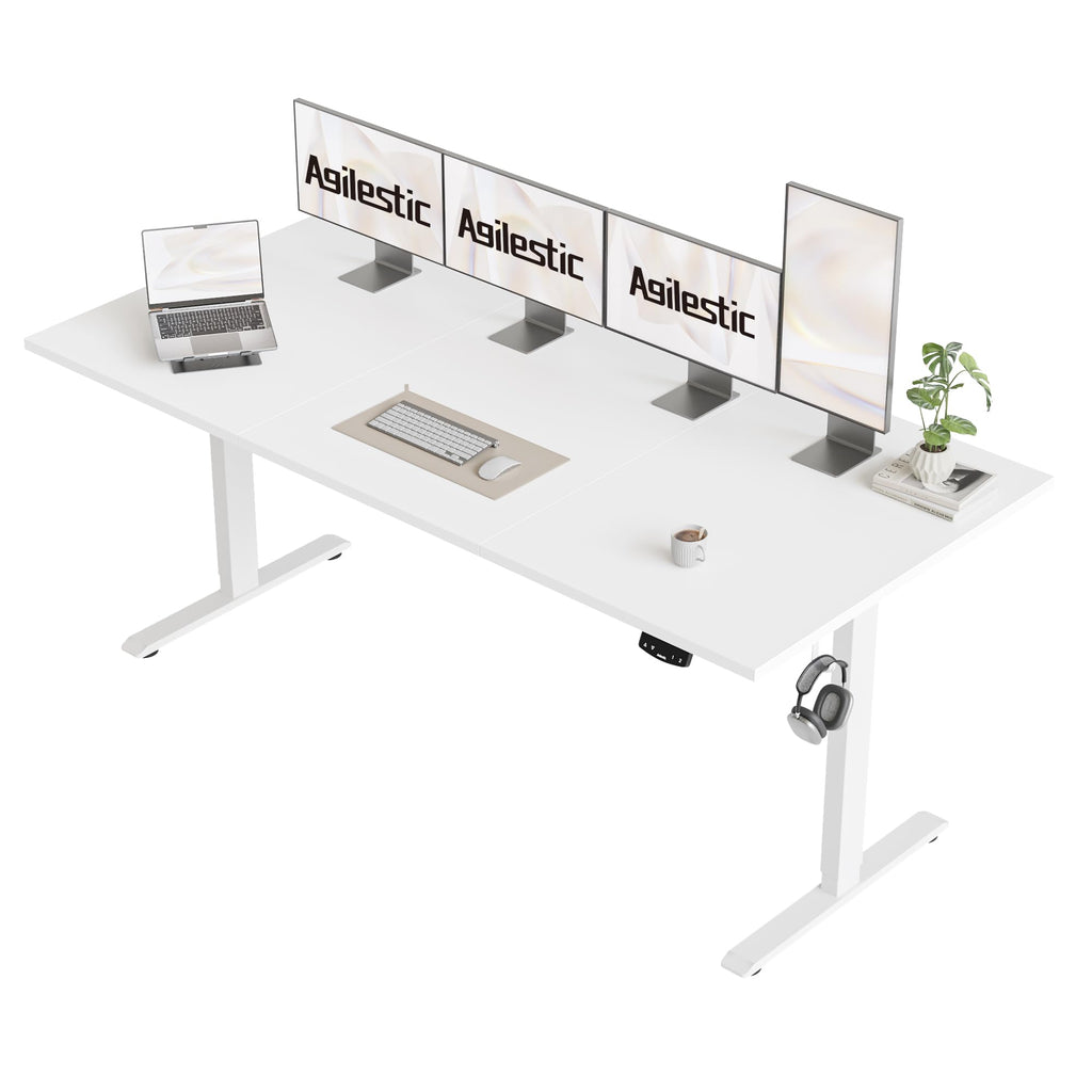 Electric Standing Desk, 71 x 31.5 Inches Height Adjustable Desk, Sit Stand up for Work Office Home, Ergonomic Rising Computer Table with Memory Preset, White