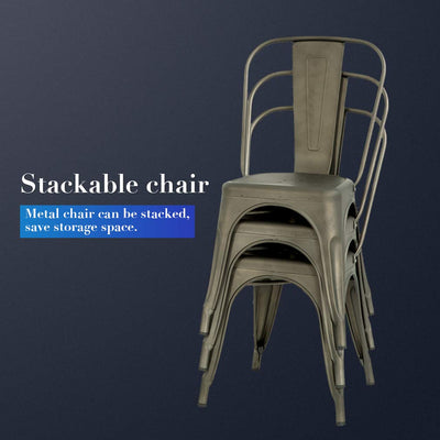 Metal Chair Dining Chair Set of 4 Patio Chair Home Kitchen Chair 18 Inch Seat Height Dinning Room Chair Stackable Metal Bar Chairs Indoor Outdoor Chairs Tolix Bar Side Chair Dining Chair