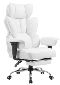 Desk Office Chair Big and Tall Office Chairs Ergonomic Gaming Chairs with Wide Seat Leather High Back Chair with Foot Rest Adjustable Armrests Pocket Spring Lumbar Support