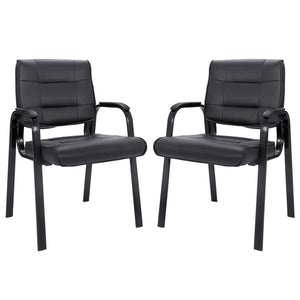 Set of 2, Office Guest Chair Bonded Leather Executive Side Chair Reception Chair with Solid Metal Frame Home Office Furniture