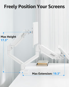 Dual Monitor Stand fits up to 32 inch, 4.4-22 lbs Computer Screens, Dual Monitor Desk Mount Height Adjustable, Monitor Arms for 2 Monitors, Home Office VESA Mounts, Freelift White