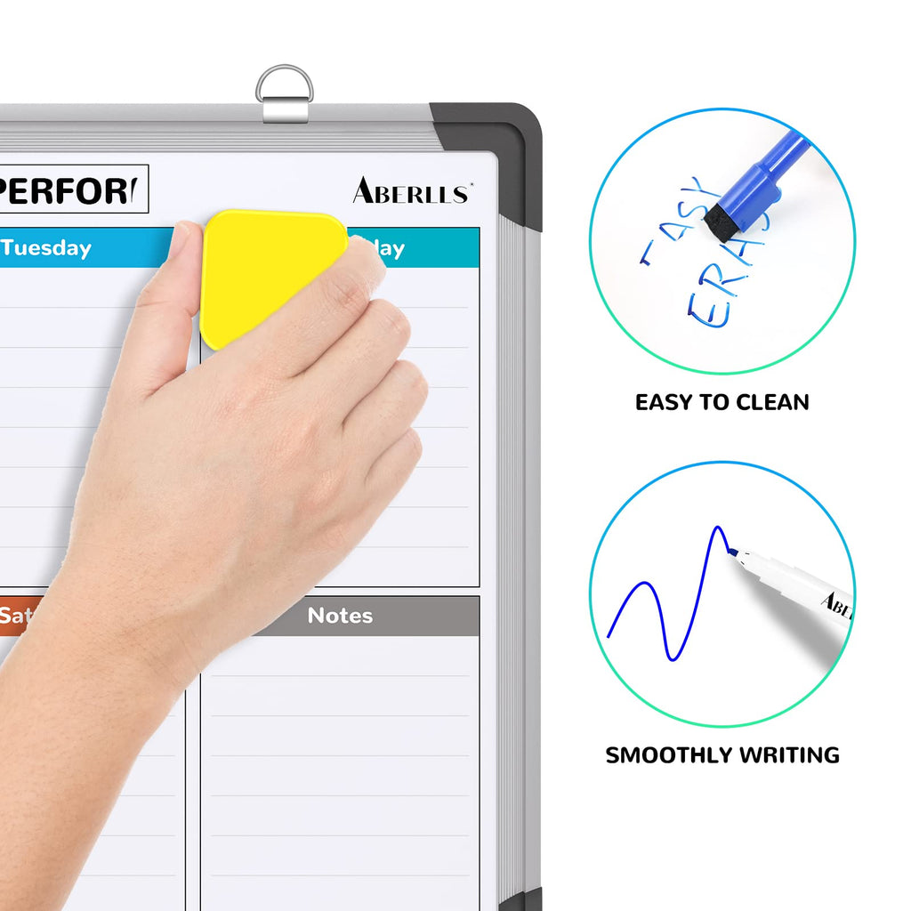 Weekly Calendar Whiteboard for Wall, 16x12 Inches Dry Erase Board, Small Magnetic White Board, Double-Sided Hanging Board for Office School Home Kitchen, Portable Board for Drawing Planning To Do List