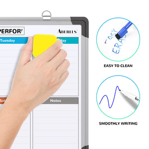 Weekly Calendar Whiteboard for Wall, 16x12 Inches Dry Erase Board, Small Magnetic White Board, Double-Sided Hanging Board for Office School Home Kitchen, Portable Board for Drawing Planning To Do List