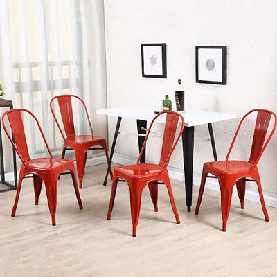 Metal Dining Chairs Set of 4 Indoor Outdoor Chairs Patio Chairs Kitchen Metal Chairs 18 Inch Seat Height Restaurant Stackable Chair Tolix Side 330LBS Weight Capacity