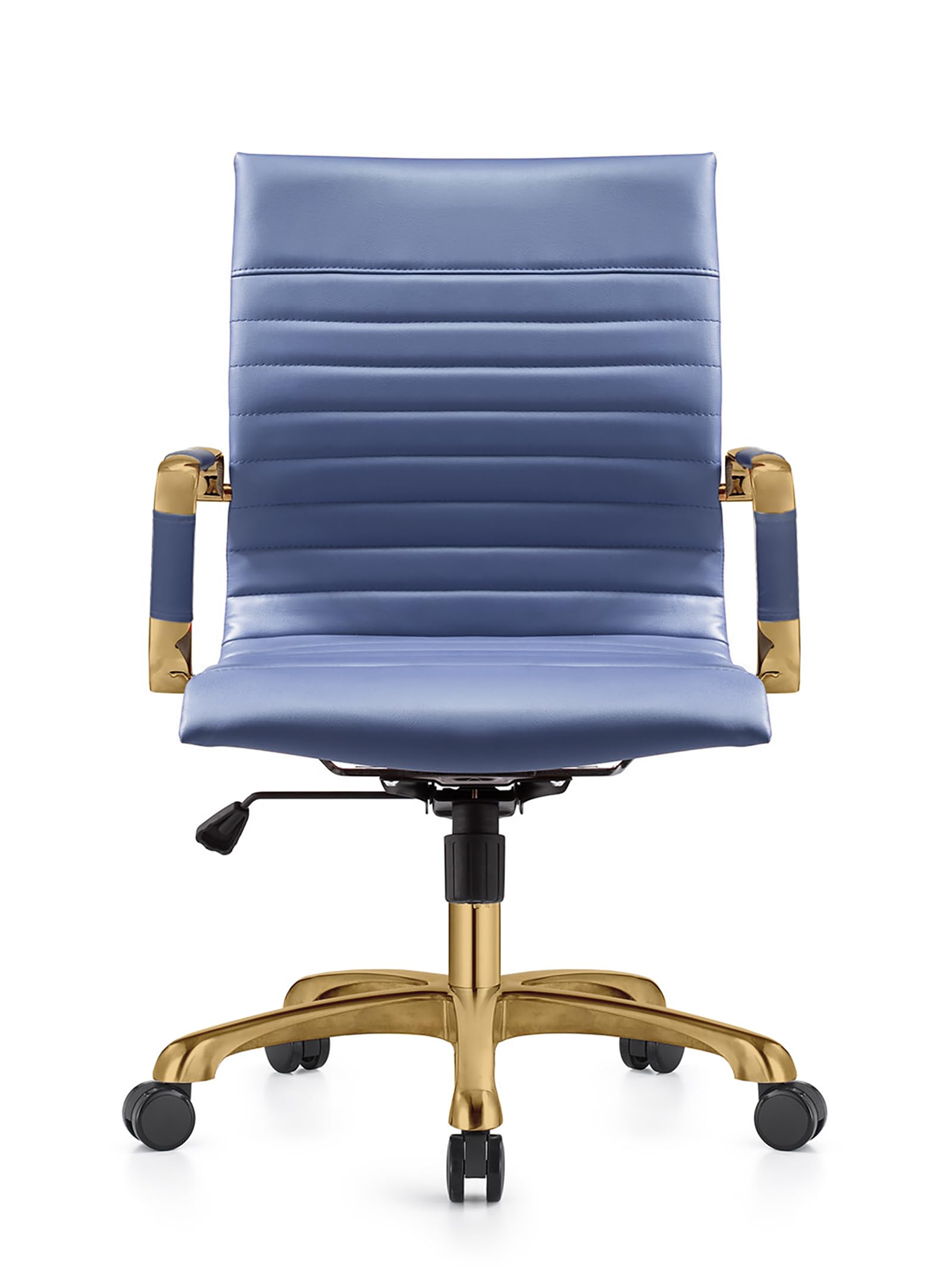 Qty 2 Modern Ergonomic Executive Office Chair, High-Back Leather Conference Desk Chair with Adjustable Height, Tilt Control, 360° Swivel & Gold Frame for Home Office
